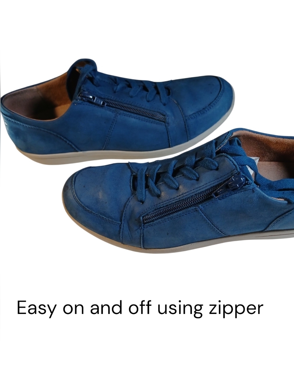 VIONIC Abigail Blue Suede Lace-Up Supportive Sneaker - Picture 2 of 7